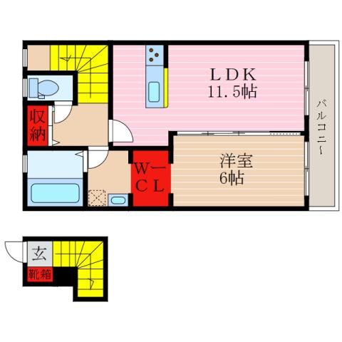 プライムスクエア(1LDK/2階)の間取り写真