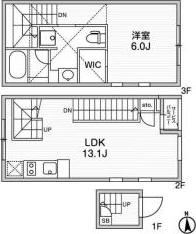 ルクレ自由が丘(1LDK/2階)の間取り写真