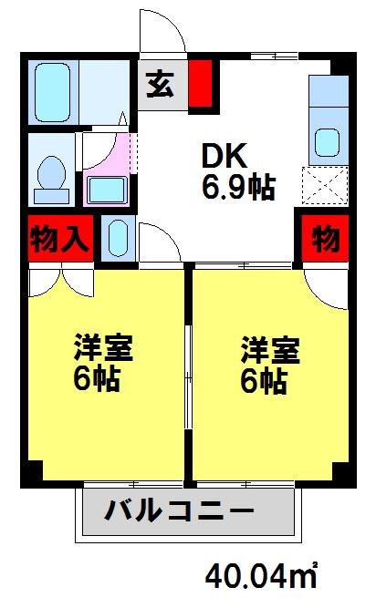 コーポひまわり(2DK/1階)の間取り写真