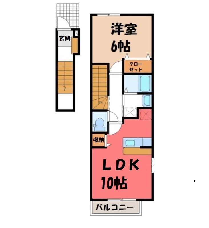 アンデスI(1LDK/2階)の間取り写真