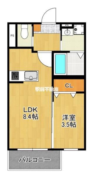 ROBOT HOME箱崎宮前(1LDK/3階)の間取り写真