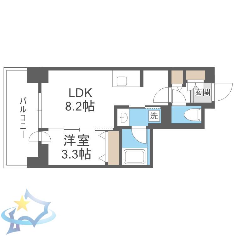 ネベル札幌 LEGEND CORE(1LDK/4階)の間取り写真