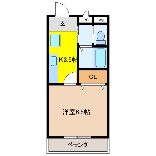 グリーンフィールド21(1K/1階)の間取り写真