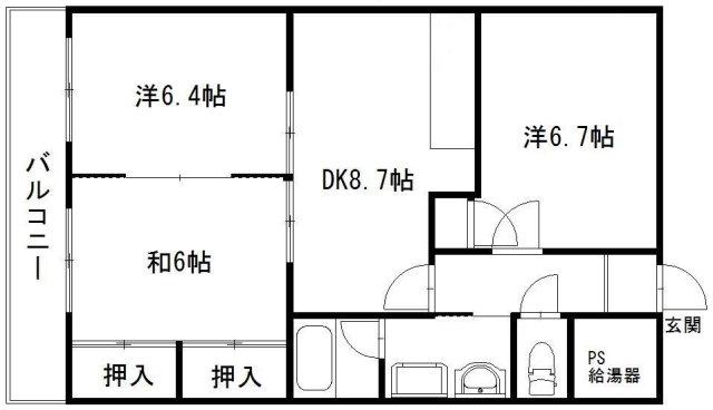 エクセルひくま(3DK/2階)の間取り写真