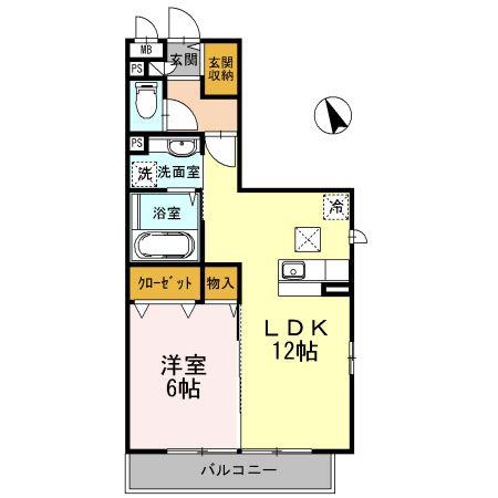 グランドソレイユ(1LDK/1階)の間取り写真