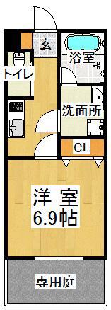 ワコーレヴィアーノ東垂水(1K/2階)の間取り写真