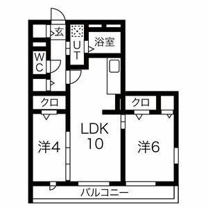 ペルルIII(2LDK/2階)の間取り写真