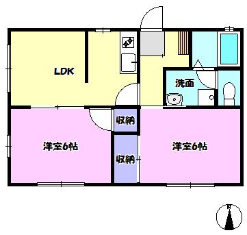 クレストN(2DK/2階)の間取り写真