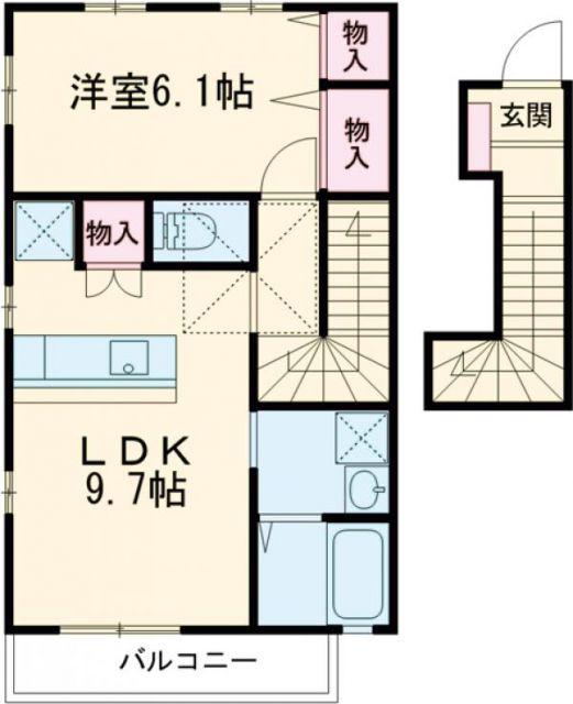 サーラ・マンジェA棟(1LDK/2階)の間取り写真