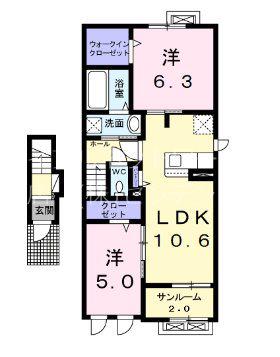 プランドールM(2LDK/2階)の間取り写真