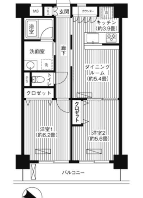 プラン・デスポワール(2DK/5階)の間取り写真