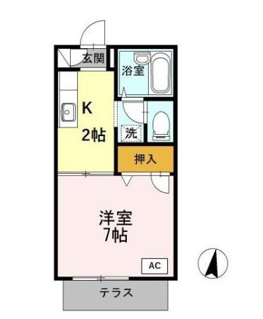 エーデルハイムI(1K/1階)の間取り写真