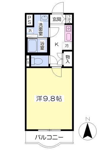 富士見アーバンハウス(1K/1階)の間取り写真