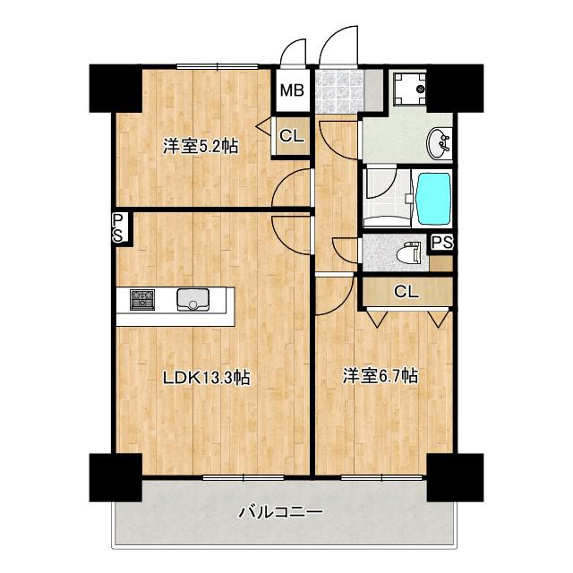 ふぁみゆ巽東(2LDK/10階)の間取り写真