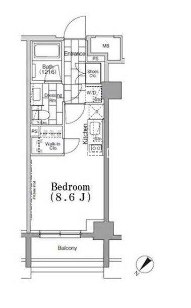ONE ROOF FLAT TSUKISHIMA(ワンルーム/2階)の間取り写真