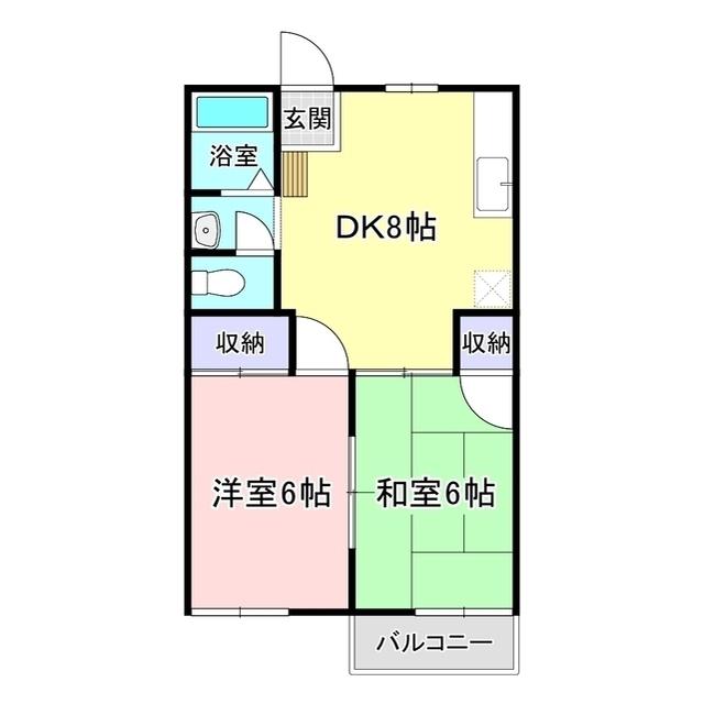 サンハイツ花井(2DK/1階)の間取り写真