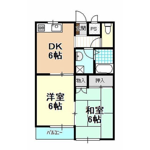 カトレアハイツ(2DK/2階)の間取り写真