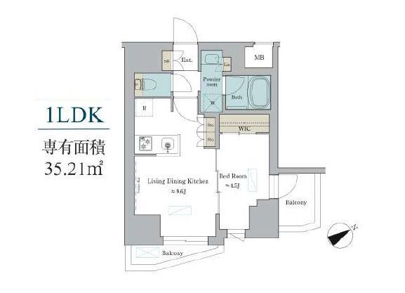 BRILLIA IST 門前仲町(1LDK/6階)の間取り写真