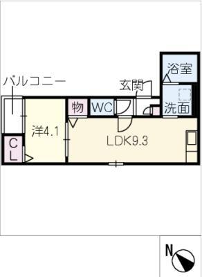 LECOCON天白(1LDK/2階)の間取り写真
