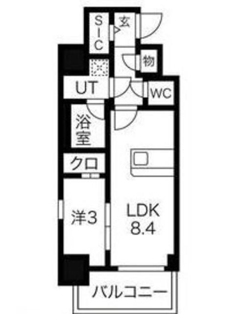 エスリードレジデンス大阪天王寺(1LDK/15階)の間取り写真