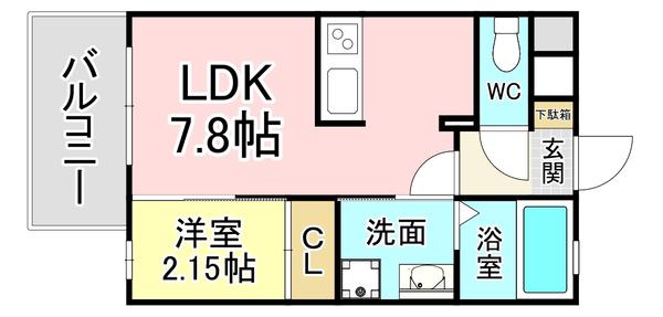 STUDIE小倉離宮(1LDK/2階)の間取り写真