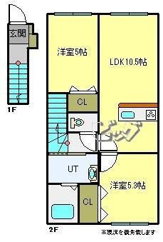 SERENAA棟(2LDK/2階)の間取り写真
