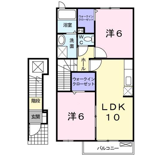 ブライトン(2LDK/2階)の間取り写真