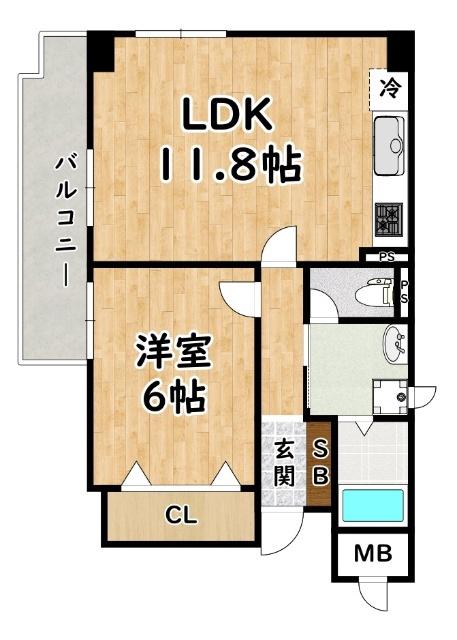 グランゲイト(1LDK/2階)の間取り写真