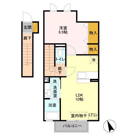 エスプリメールA(1LDK/2階)の間取り写真