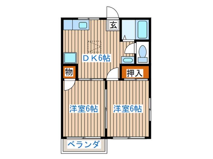フラッツTO-03(2DK/1階)の間取り写真