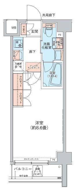 MFPRコート菊川(1K/2階)の間取り写真