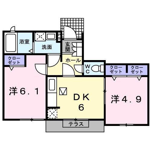 マロード(2DK/1階)の間取り写真