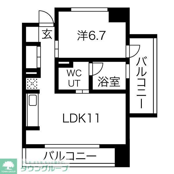 白川公園パークマンション(1LDK/12階)の間取り写真