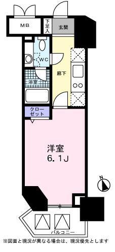 レジディア高輪桂坂(1K/8階)の間取り写真