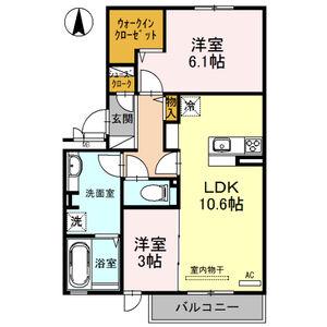 MERVEILLE MAISON(2LDK/2階)の間取り写真