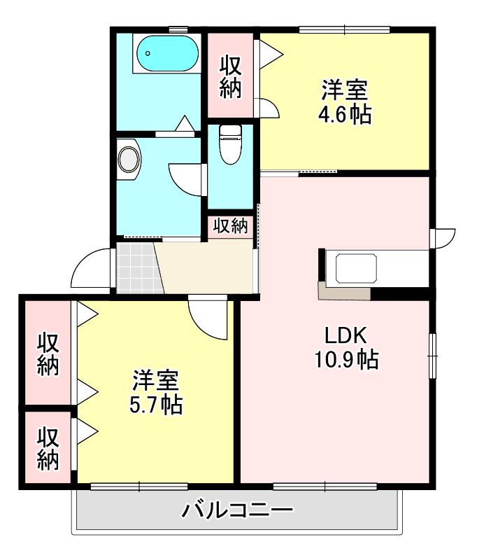 ルミエールII(2LDK/2階)の間取り写真