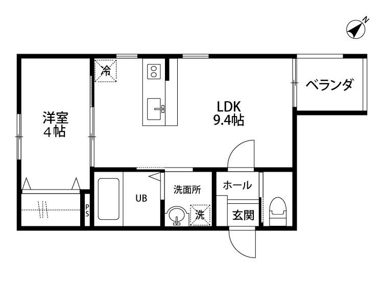 うらら関屋(1LDK/3階)の間取り写真