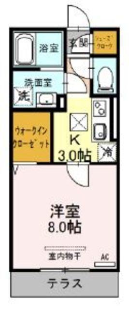 シュライン日進(1K/3階)の間取り写真