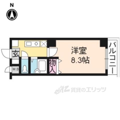 GLORIOUS KYOTO(1K/2階)の間取り写真