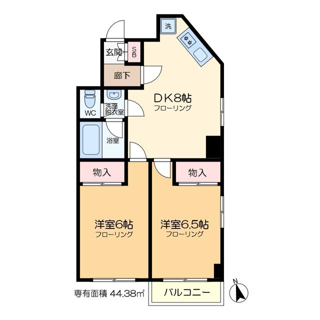 メゾン深川(2DK/6階)の間取り写真