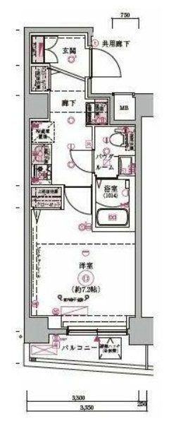 アルコバレーノ武蔵小山(1K/3階)の間取り写真