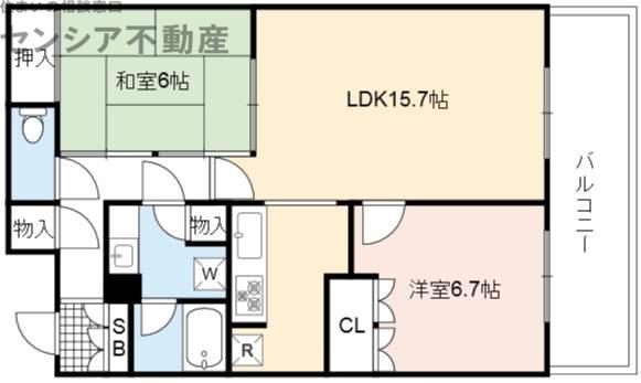 プライムコート関目パークホームズ(2LDK/6階)の間取り写真