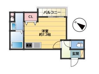 THE NOBLES 諸岡(ワンルーム/1階)の間取り写真