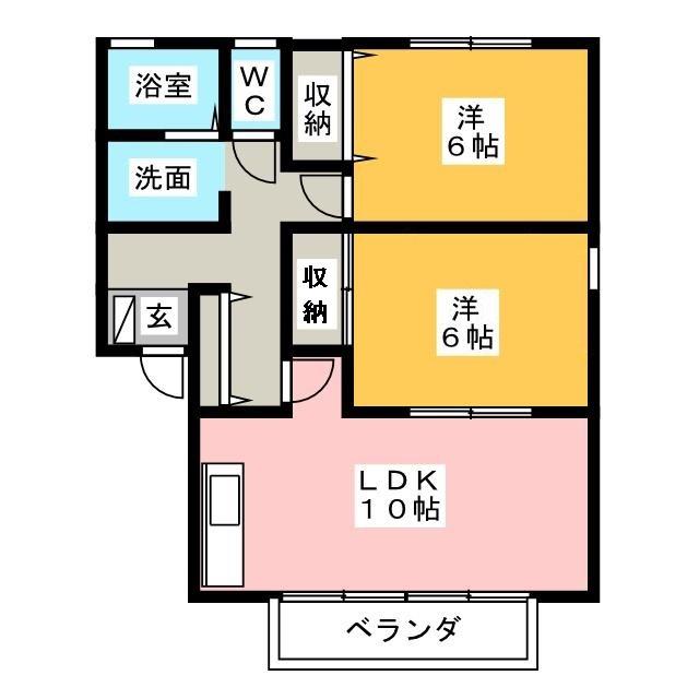 ハイカムールSUWA A(2LDK/2階)の間取り写真