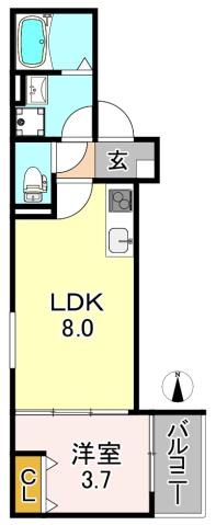 D PORTA BIJOU(1LDK/1階)の間取り写真