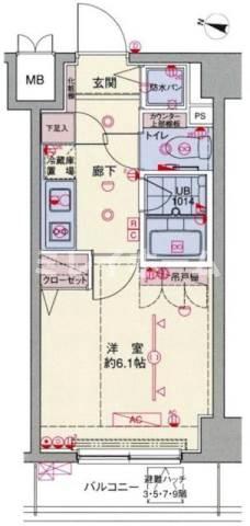 ブライズ荏原中延(1K/10階)の間取り写真