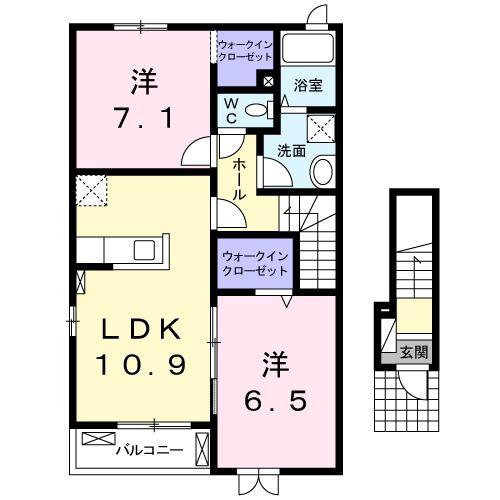 GREETING 華(2LDK/2階)の間取り写真