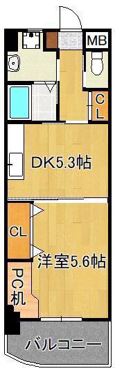 S-FORT小倉(1DK/2階)の間取り写真