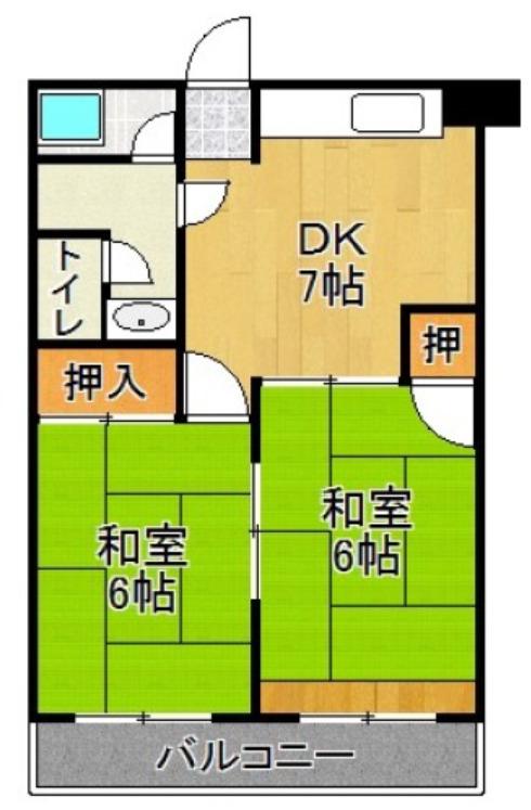 古賀第2ビル(2DK/4階)の間取り写真