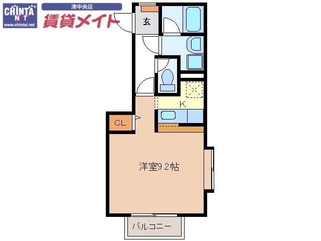 大谷ヴィラ(1K/1階)の間取り写真